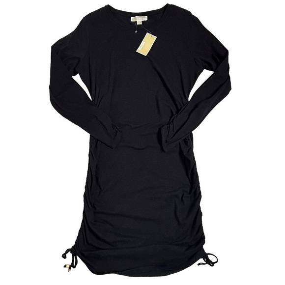 MICHAEL Michael Kors Dresses & Skirts - NWT Michael Michael Kors Black Long Sleeve Jersey Knit Ruched Mini Dress